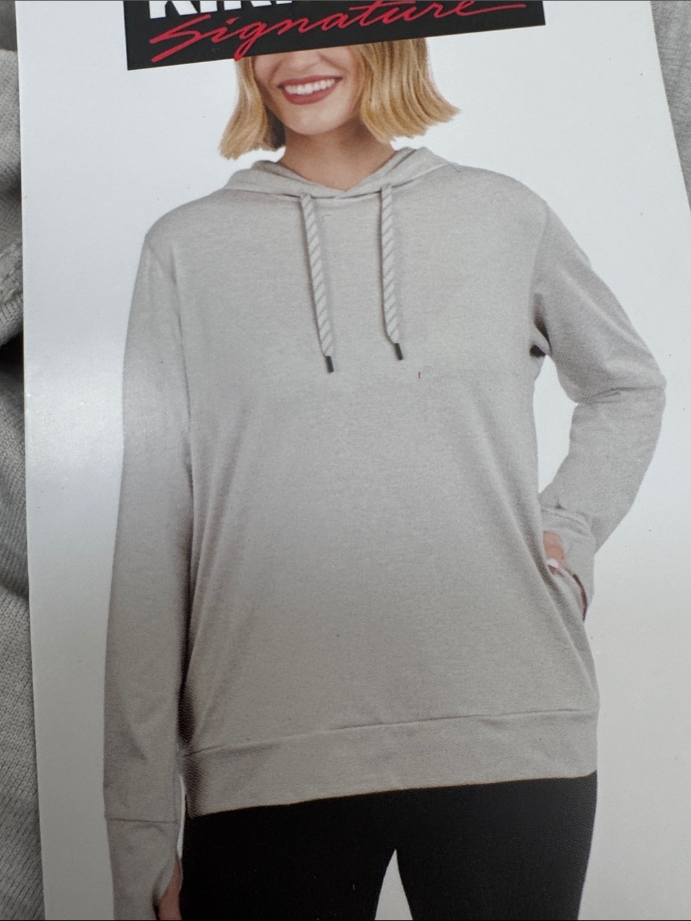 Signature Light Gray Pullover Hoodie with Drawstring